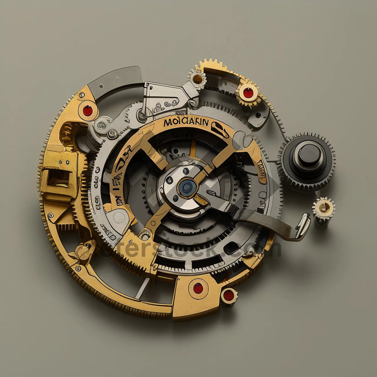 Picture of Vintage mechanical clock with intricate metal details.