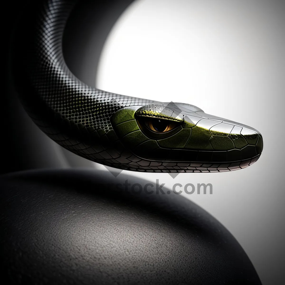 Picture of Green Vine Snake - Captivating Reptile with Piercing Eye