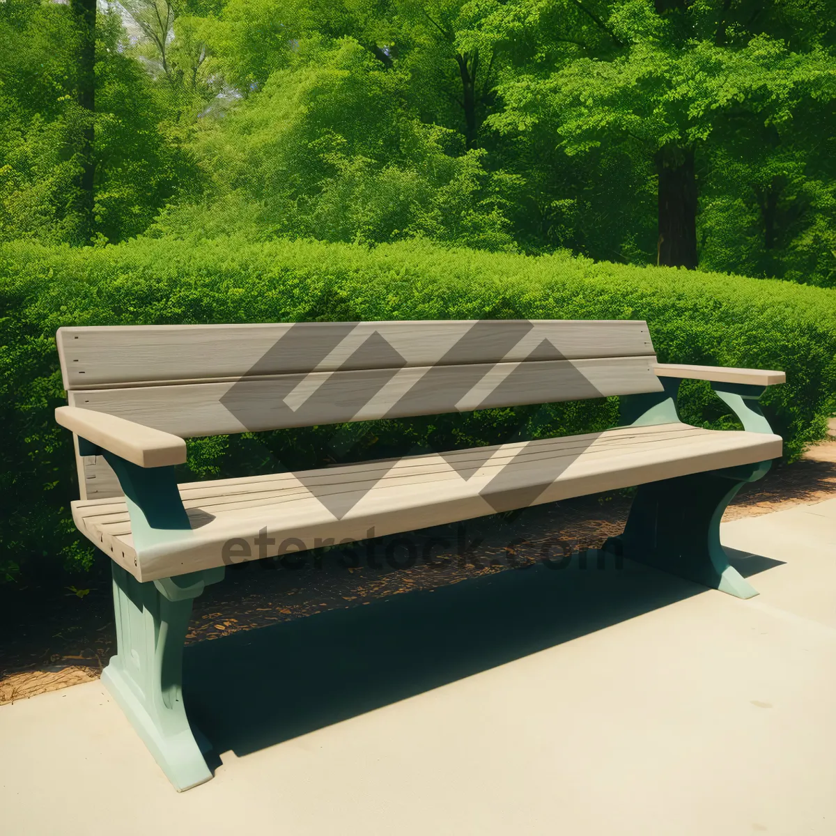 Picture of Wooden Park Bench with Stack of Books