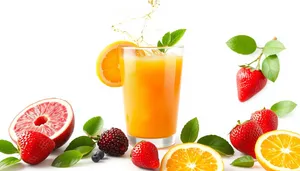 Tropical Fruit Juice with Fresh Berries and Citrus Slice