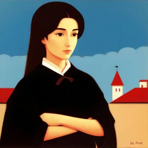 Confident professional businesswoman in black suit