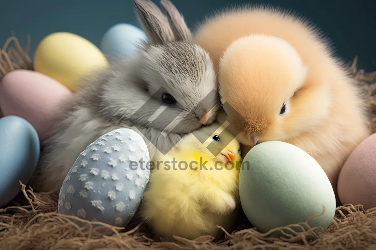 Picture of Adorable White Bunny Portrait for Easter Festivities