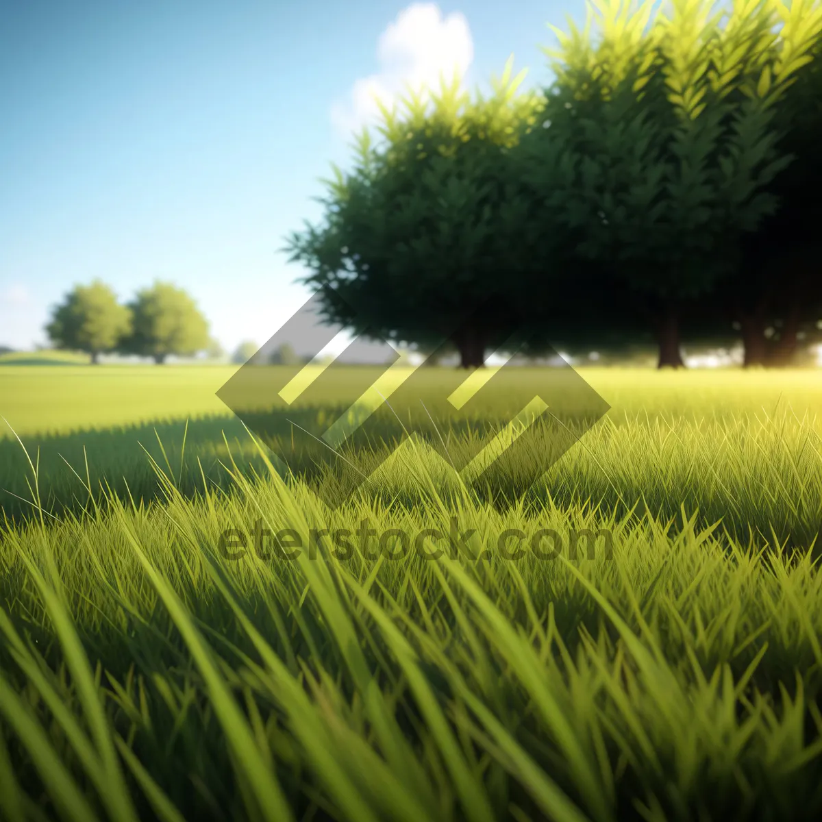 Picture of Vibrant Summer Meadow Under Clear Blue Sky