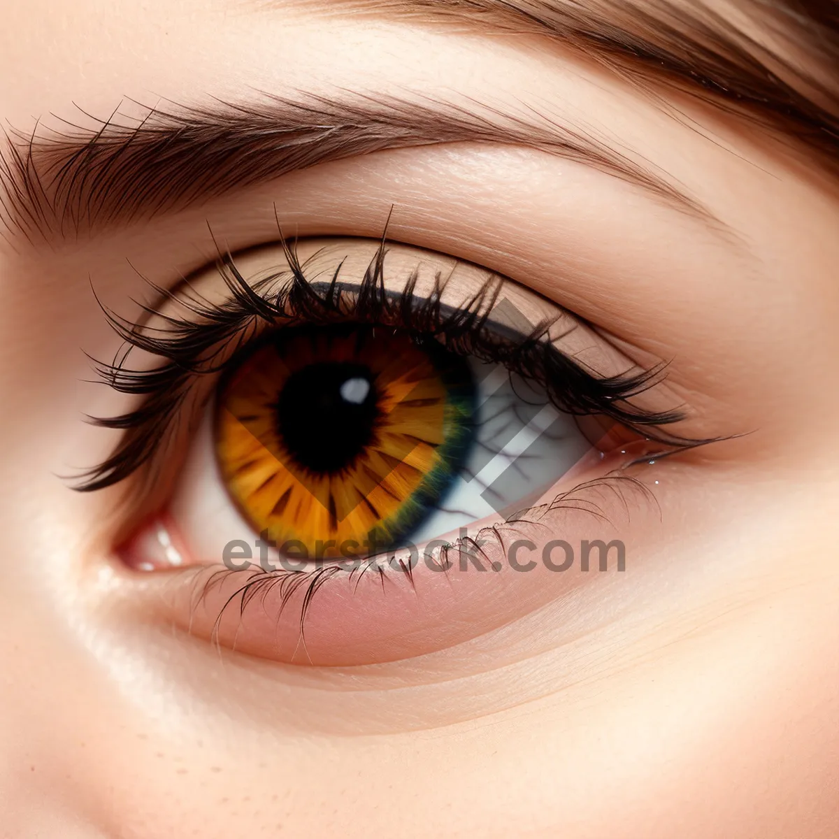 Picture of Flower-influenced eye makeup enhances natural beauty.