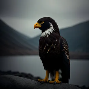 Bald Eagle with Intense Gaze and Majestic Wings