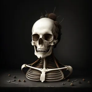 Frightening Anatomy: Spooky Sculpted Skull in Black