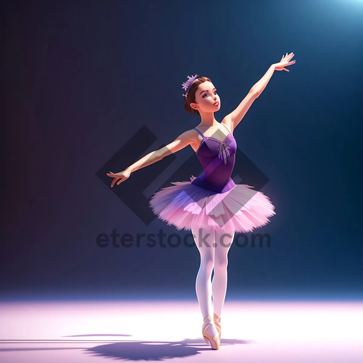 Picture of Energetic ballet dancer gracefully leaps into the sky