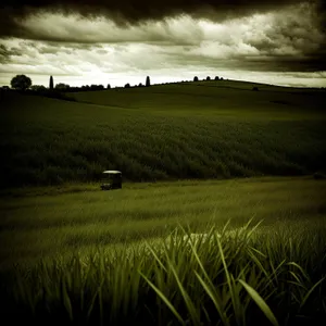 Idyllic Summer Countryside Landscape with Hay and Lake