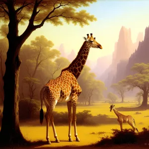 Majestic Giraffe Stands Tall in African Savanna