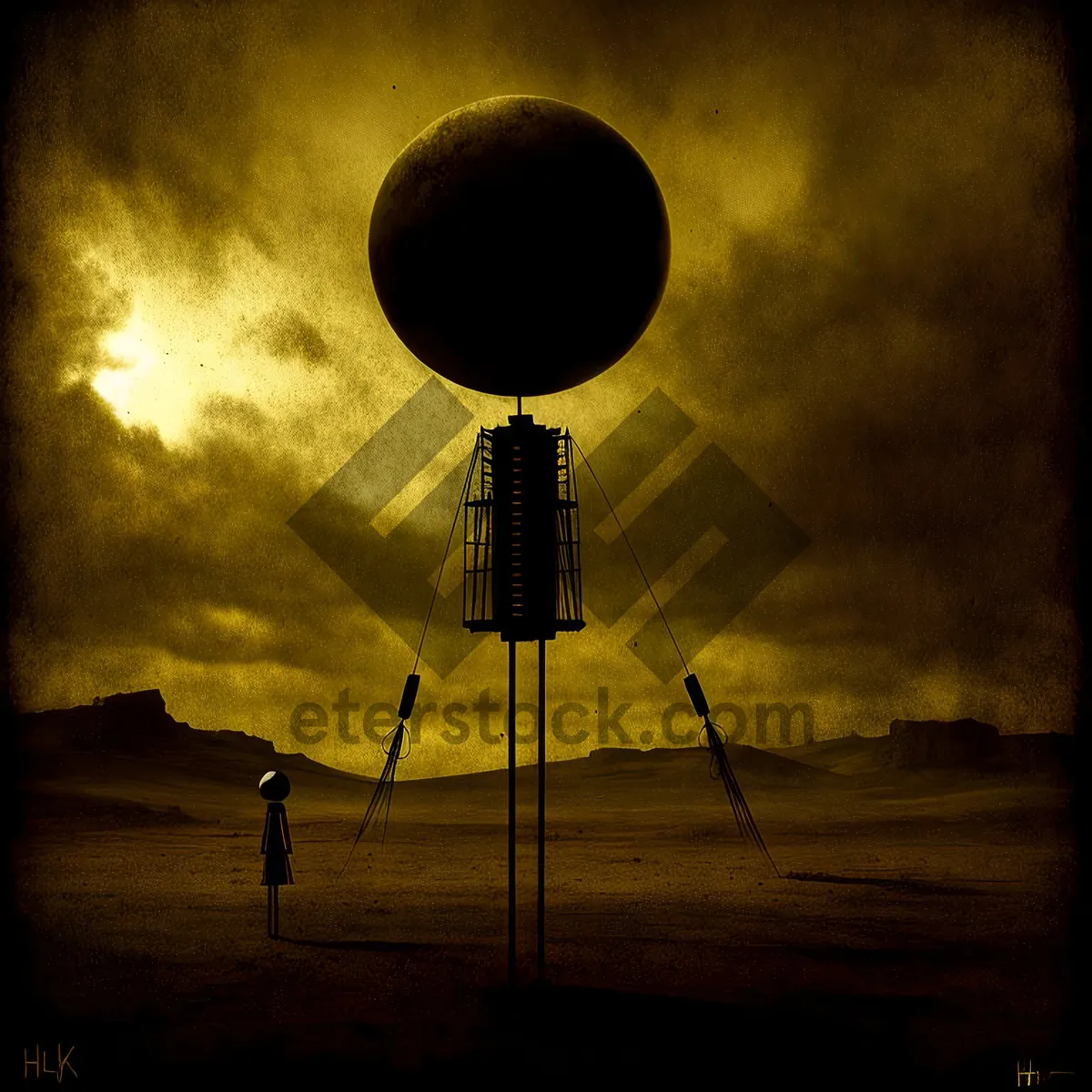 Picture of Luminous Sunset Skyline with Semaphore Apparatus