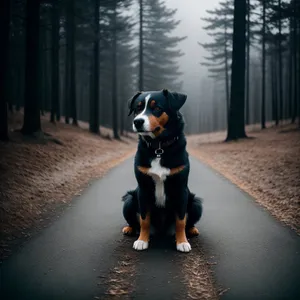 Adorable Black Swiss Mountain Dog Puppy Portrait