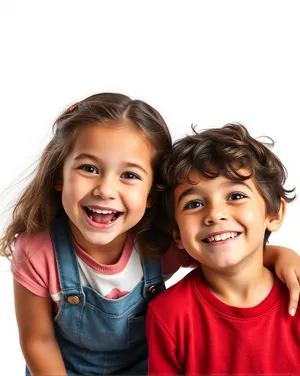 Happy family with children smiling together in portrait.