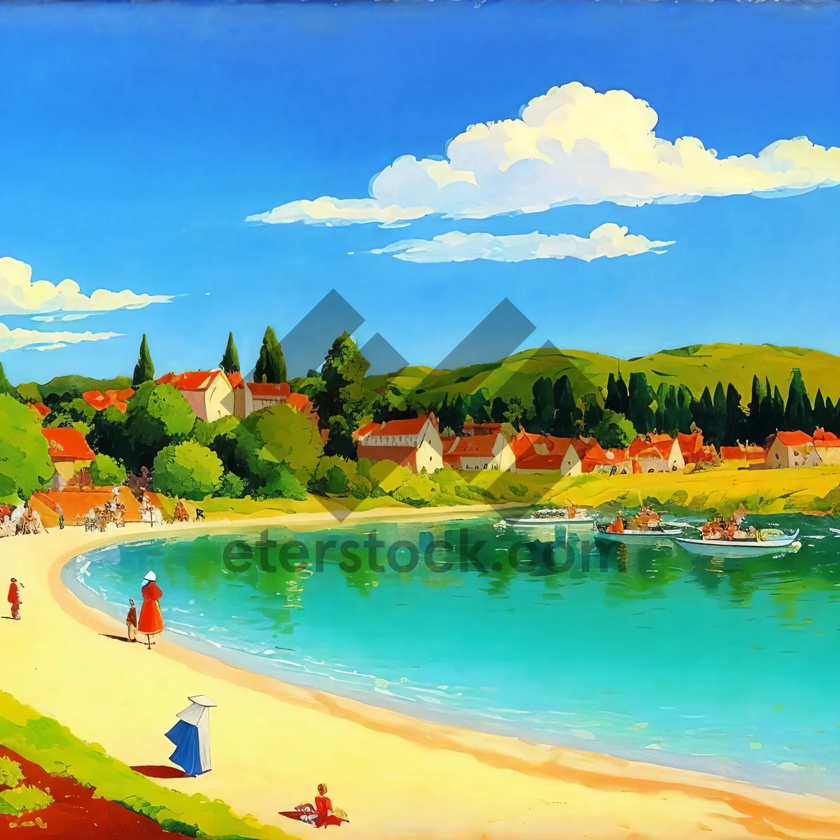 Picture of Tropical Paradise: Sunlit Waves on a Sandy Beach