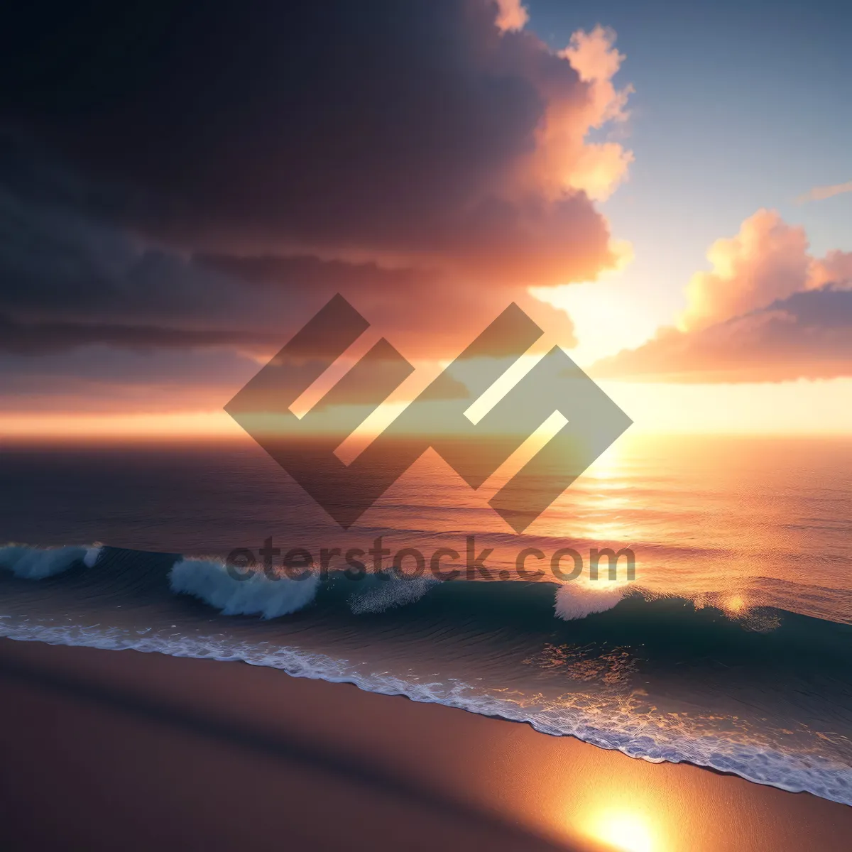 Picture of Tropical Sunset over Serene Ocean Waters