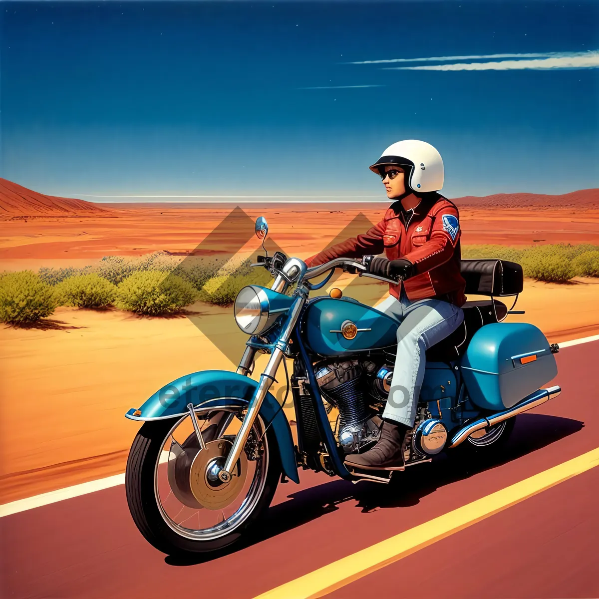 Picture of Speedy Outdoor Adventure: Motorcycle Rider in Helmet