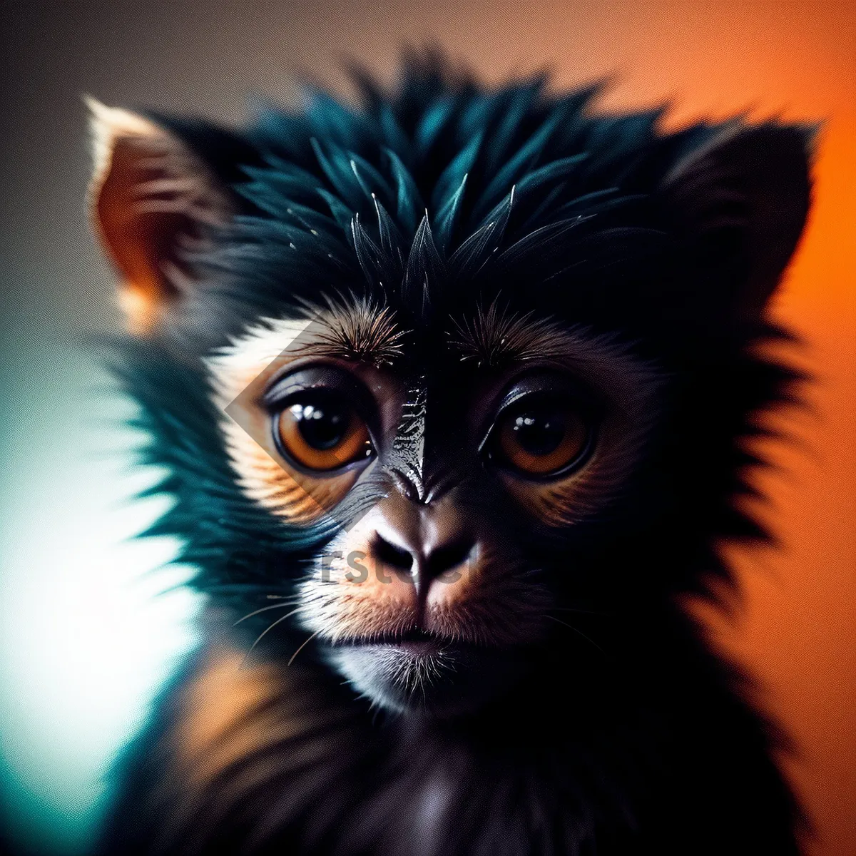 Picture of Adorable Black Kitty with Fluffy Fur and Expressive Eyes