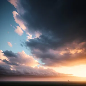 Vibrant Celestial Sunset Over Horizon
