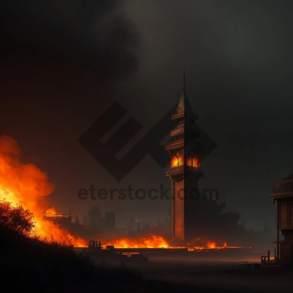 Picture of Sunset Silhouette of Majestic City Minaret