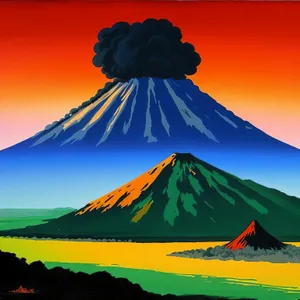 Japan's Majestic Volcanic Skyline: Clouds Crown the Mountain Peak