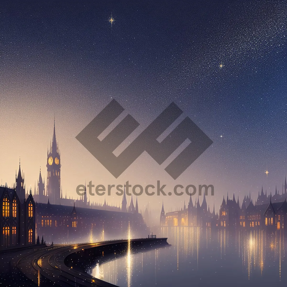 Picture of Nighttime Reflections of Historic City Landscape