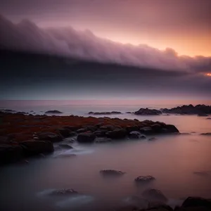 Serenity on the Horizon: Sunset over the Beach