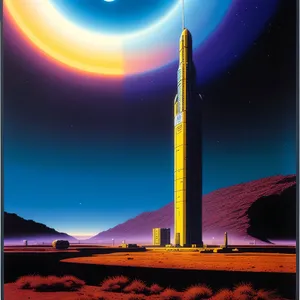 Silhouette Monument: Symbolic Sunset Obelisk Illuminated by Sky