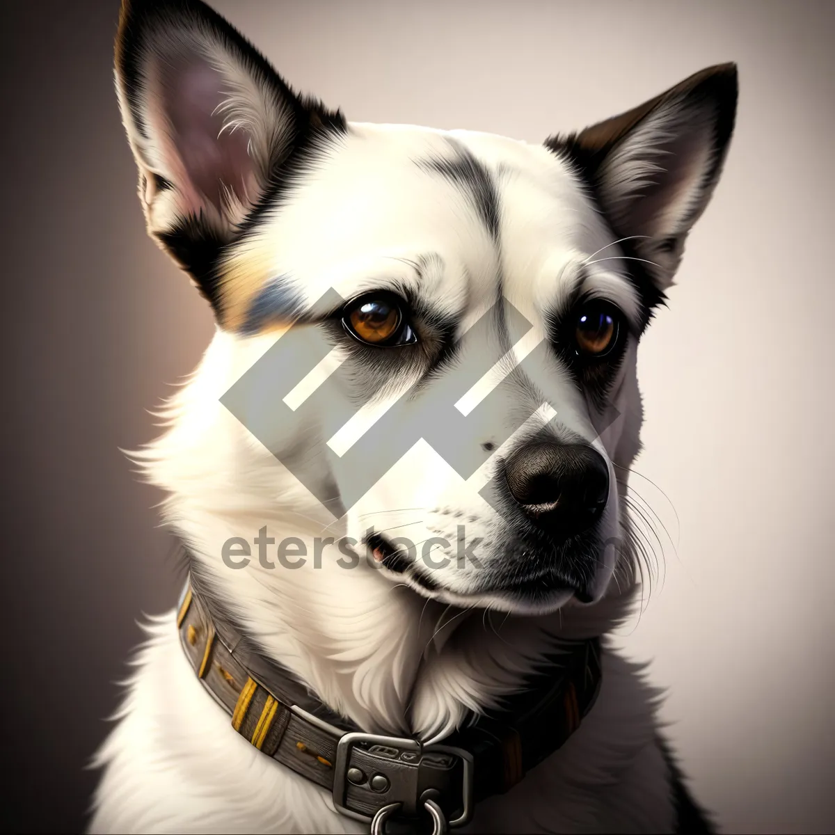 Picture of Cute Purebred Black Puppy Sitting with Alert Ears