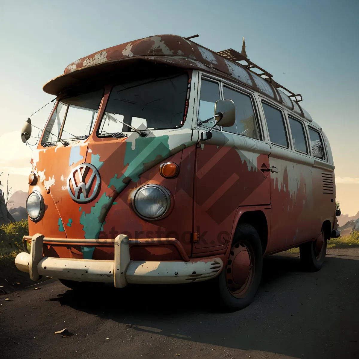 Picture of Speeding camper on highway during summer road trip.