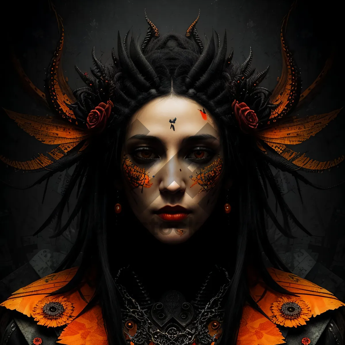 Picture of Mysterious Lady in Black Seductively Masks Identity.