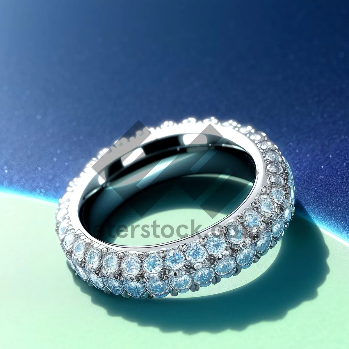 Picture of Shimmering Silver Diamond Bangle Ring