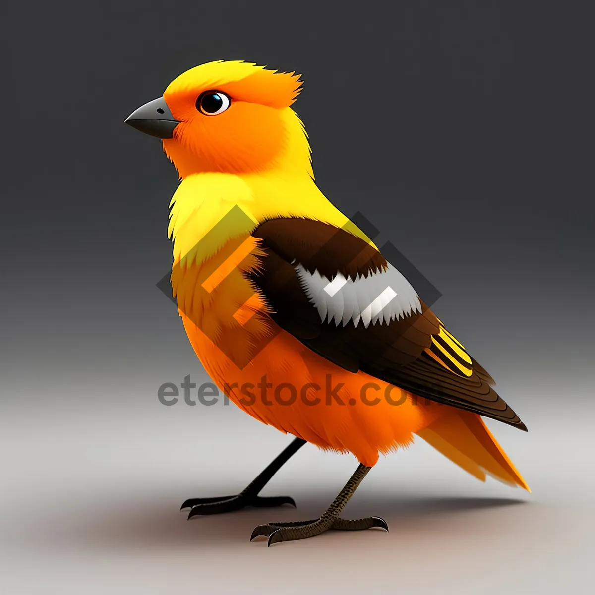 Picture of Yellow Bird in Natural Habitat with Cute Feathers