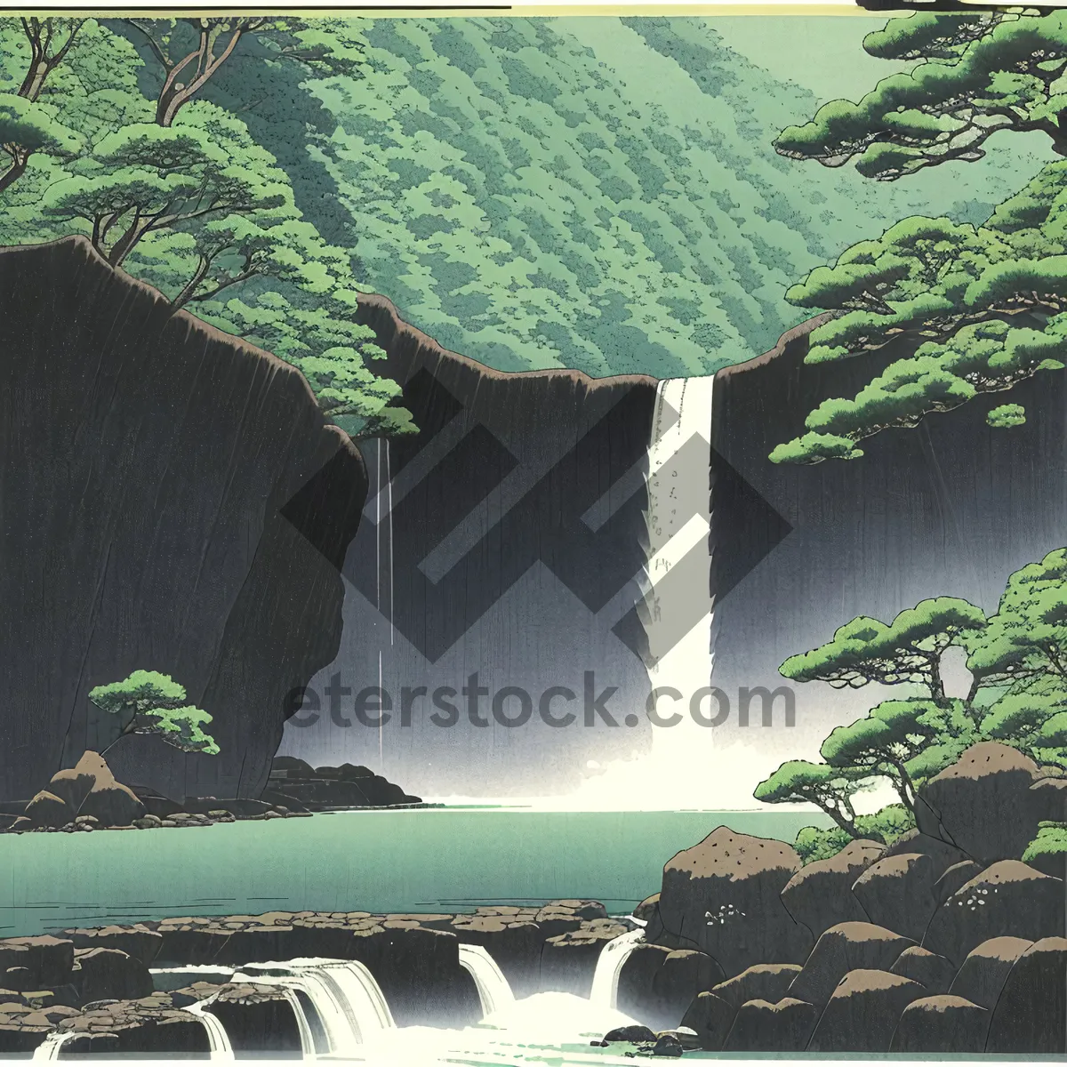 Picture of Thatched Roof Overlooking Serene Coastal Landscape