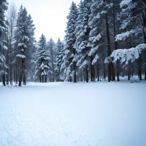 Winter Wonderland: Majestic pine tree in a snowy forest