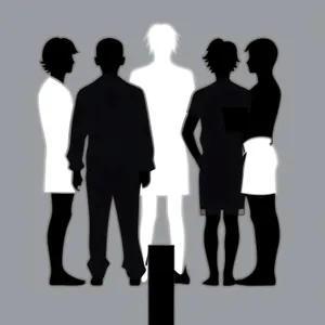 Business Team in Silhouette. Men's Corporate Group Outlined.