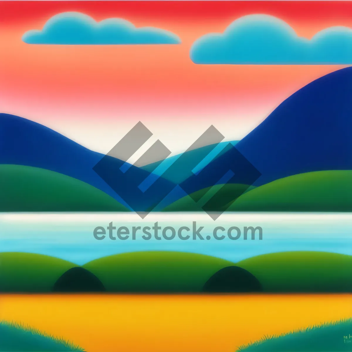 Picture of Colorful Gradient Waves: Modern Artistic Landscape