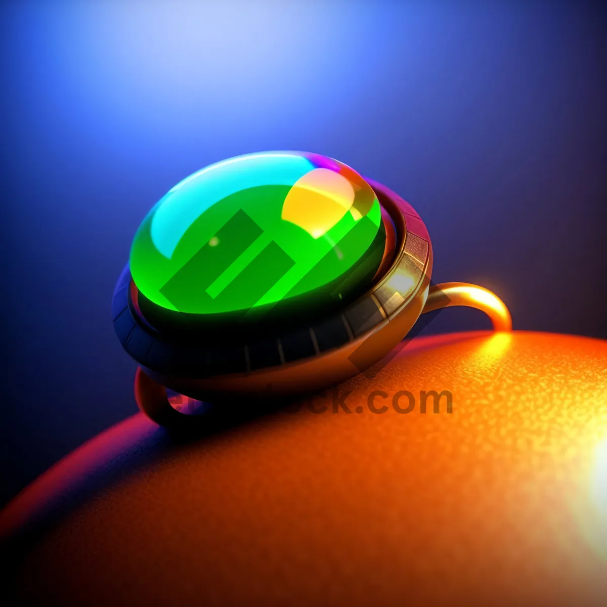 Picture of Vibrant Round Glass Button with Glowing Orange Sign