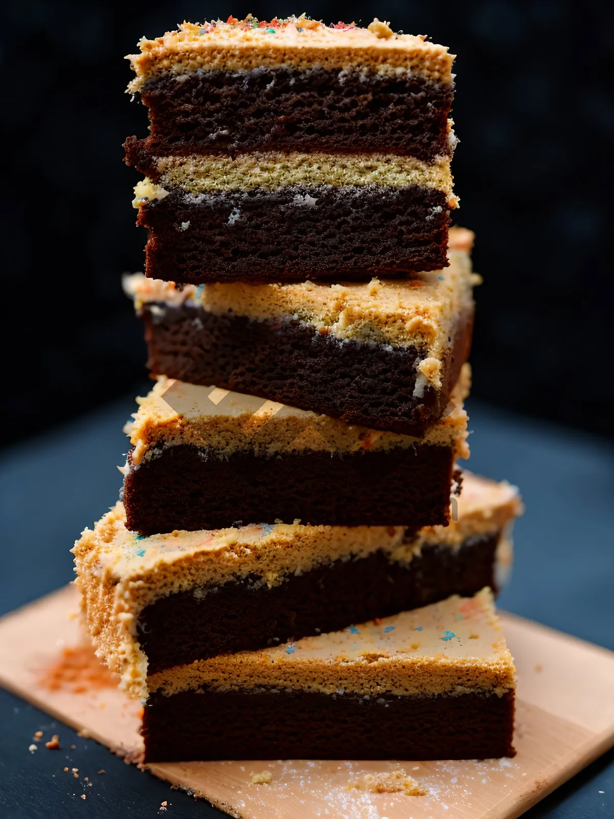 Picture of Delicious chocolate cake slice on a plate