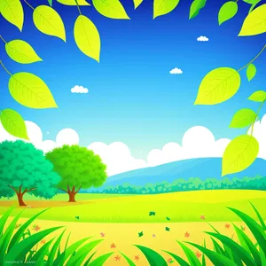 Summer Graphic Tree Wallpaper - Leafy Seasonal Element Design