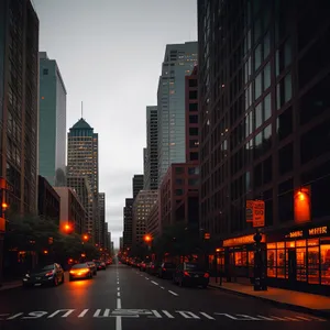 Majestic Night View of Urban Business District Skyline