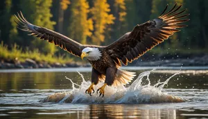 Yellow eye of majestic bald eagle in flight.