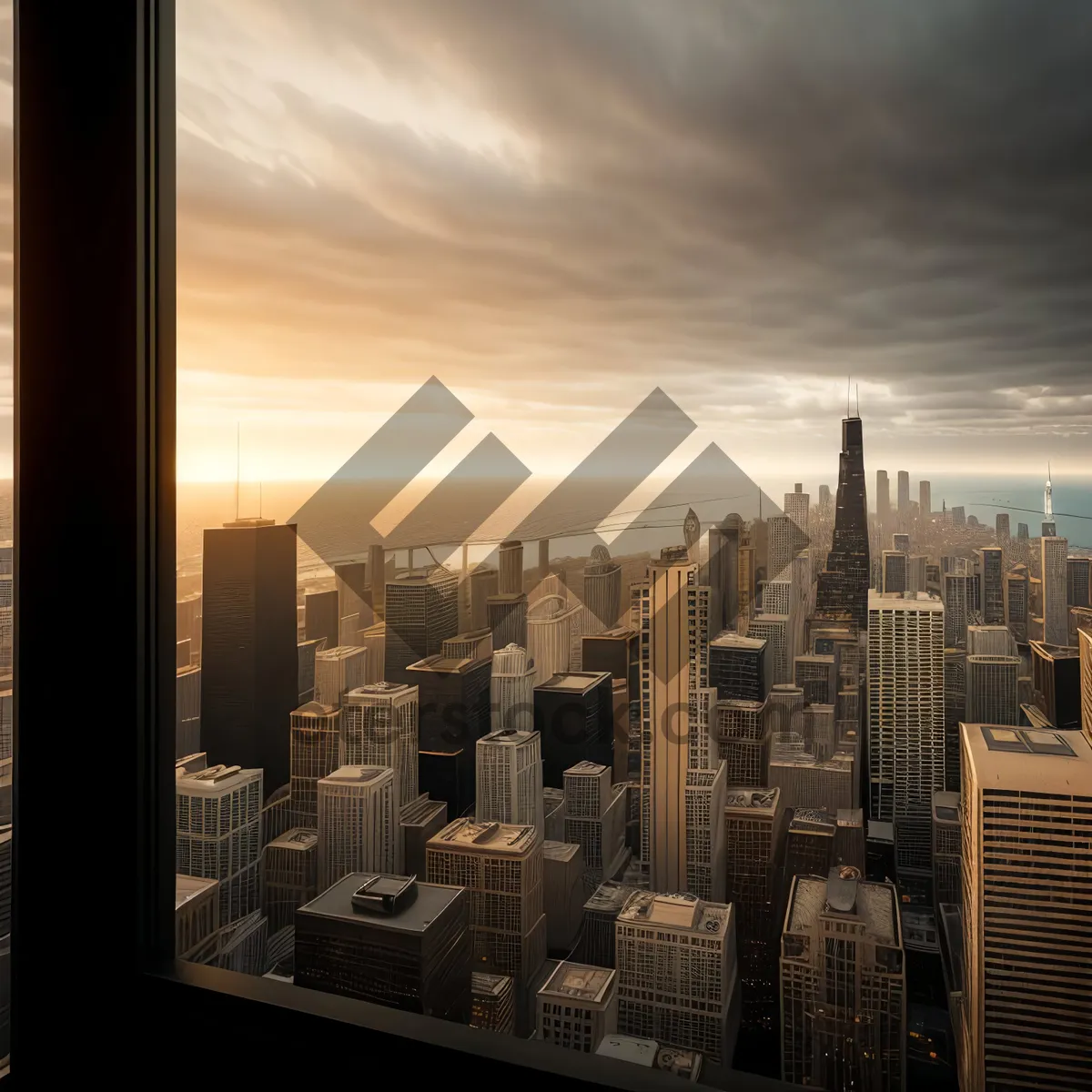 Picture of Cityscape stretching into the sky at sunset