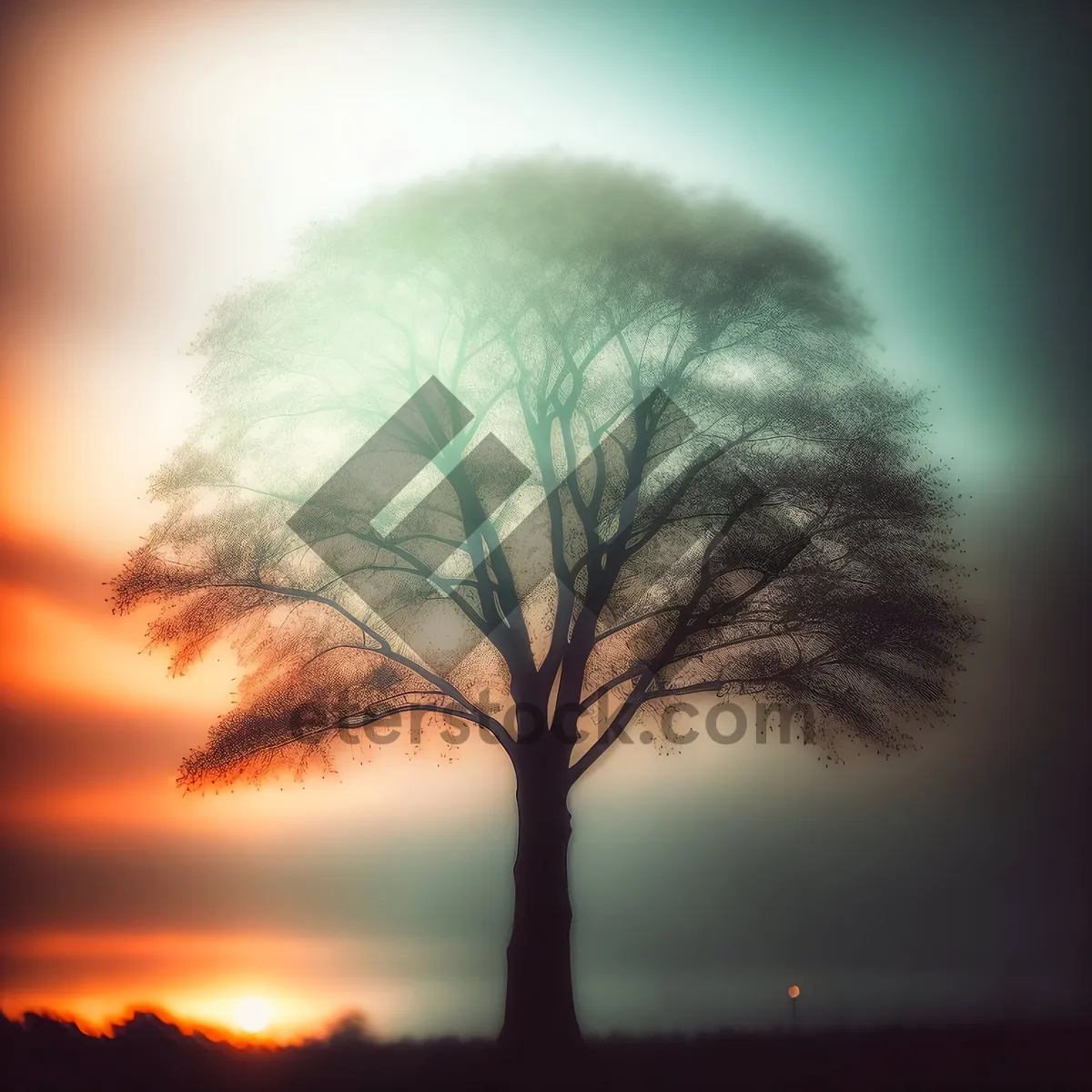 Picture of Vibrant Summer Sunset with Silhouetted Palm Trees