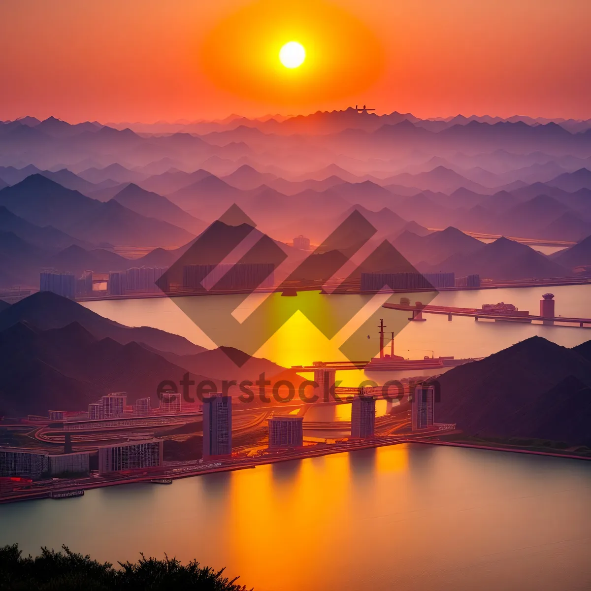 Picture of Vivid Sunset Reflecting on Calm Ocean Waters
