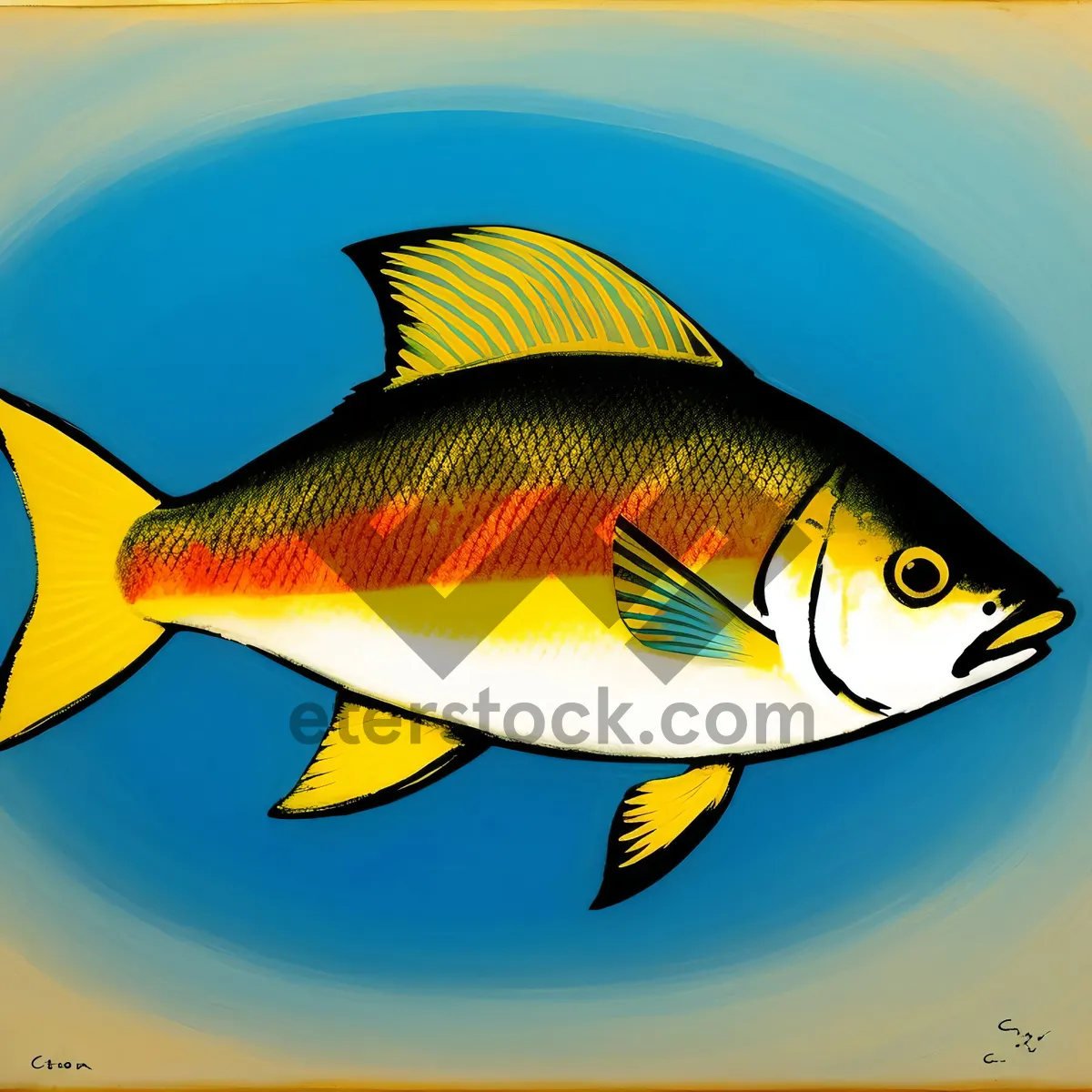 Picture of Golden Fish in Tropical Bowl of Water