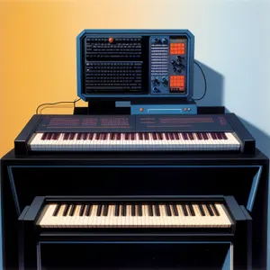 Black Electric Organ, Synthesizer - Musical Keyboard Instrument