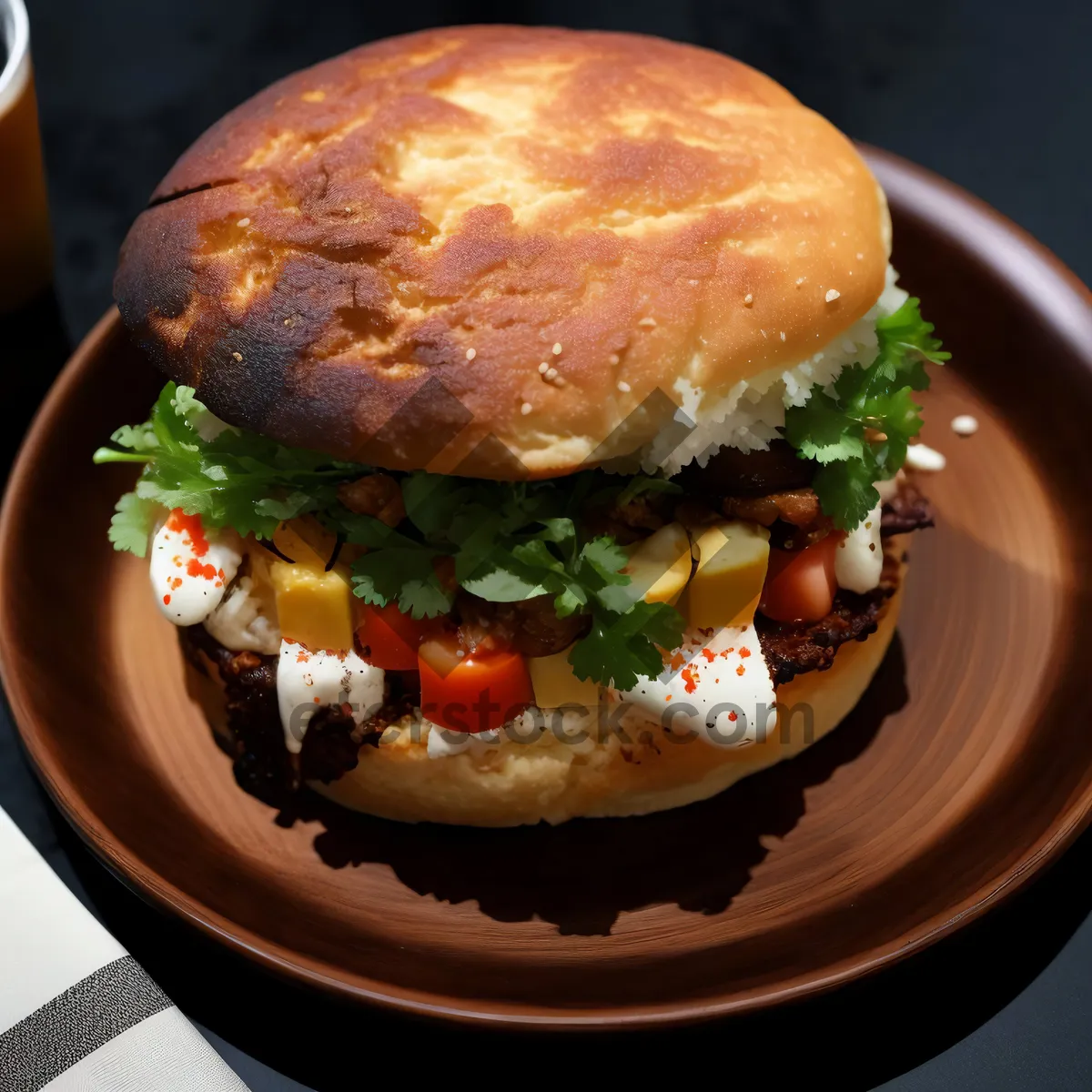 Picture of Delicious Gourmet Grilled Chicken Sandwich with Salad