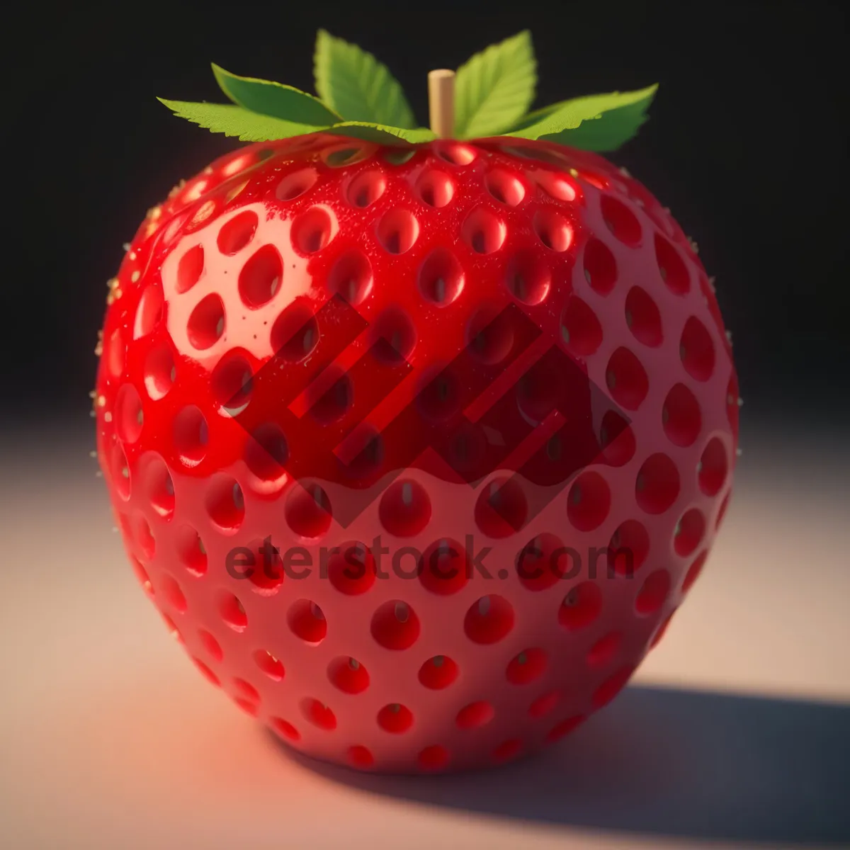 Picture of Juicy Strawberry Golf Ball on Fresh Leaf