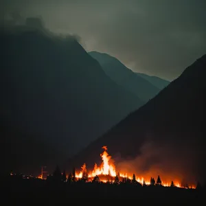 Fiery Mountain Sunset Blaze