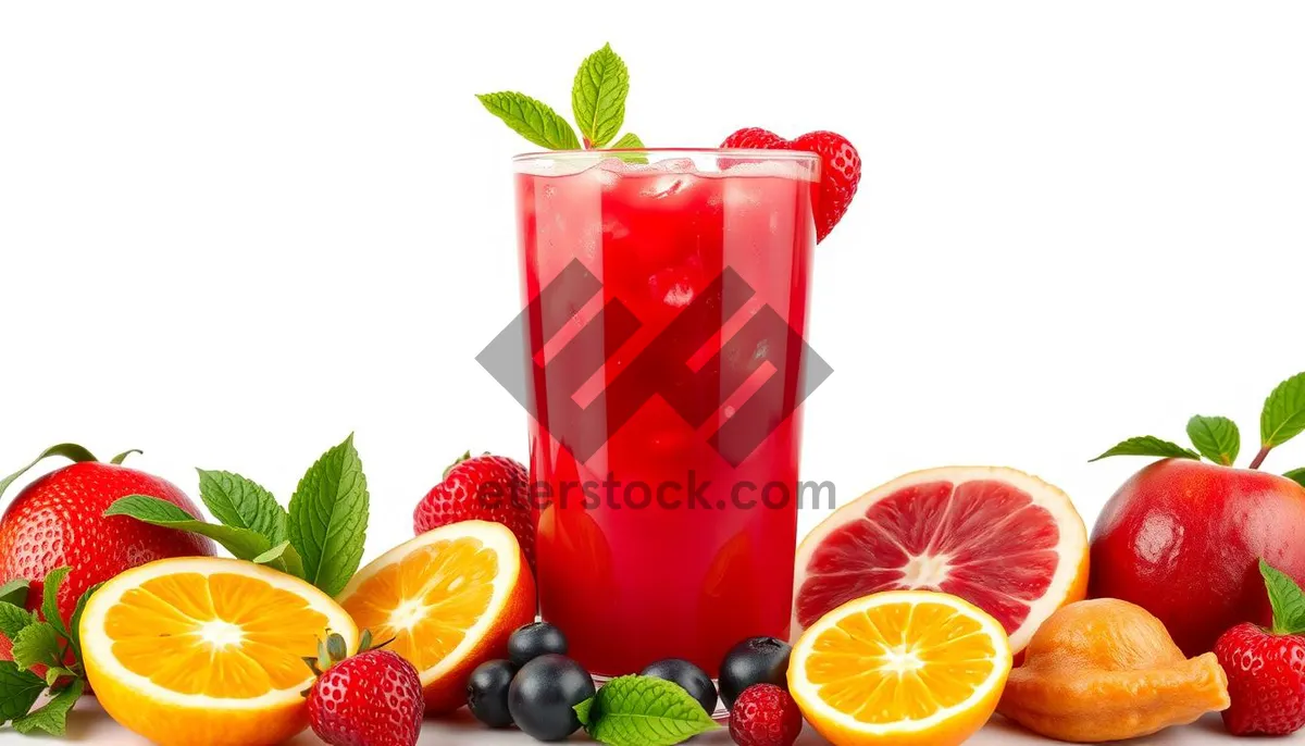 Picture of Refreshing Strawberry Citrus Fruit Juice Beverage in Glass