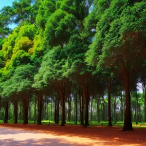 Serene Summer Path through Lush Forest